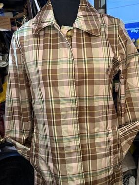 GAP Vintage Plaid Lightweight Jacket in Brown, Pink and Green